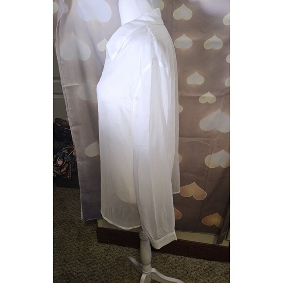 NWT Size XL Allegra K Sheer Button Up See Through Long Sleeve Top - Picture 10 of 11